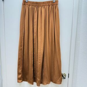 Rachel Zoe Rust Brown Skirt Womens L Pleated High Waist‎ Fall Forrest Retro 70s
